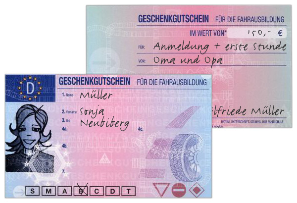 Geschenk Gutschein für Fahrstunden Fahrschule München Neubiberg